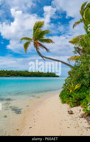 Un piede Isola, Aitutaki, Isole Cook, Sud Pacifico Foto Stock