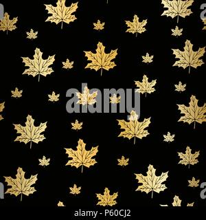 Albero a foglia oro senza giunture. Sfondo di foglie, seamless pattern. La foglia di oro senza saldatura Illustrazione Vettoriale