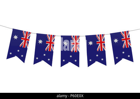 Australia bandiera nazionale festosa bunting contro uno sfondo bianco. Il rendering 3D Foto Stock