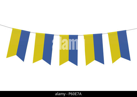 Ucraina bandiera nazionale festosa bunting contro uno sfondo bianco. Il rendering 3D Foto Stock