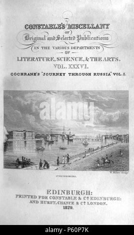 N/A. San Pietroburgo Russia, inciso da William Miller dopo H W Williams dal 'Constable's miscellanea di originale e pubblicazioni selezionate nei vari dipartimenti di Letteratura, le scienze e le arti: Volume XXXVI Cochrane's viaggio attraverso la Russia Vol I' (Constable & Co., Edimburgo e Hurst, possibilità, e Co., London, 1829) . 1829. William Miller (1796-1882) nomi alternativi William Frederick I Miller; William Frederick, ho Miller Descrizione incisore scozzese Data di nascita e morte 28 Maggio 1796 20 gennaio 1882 Luogo di nascita e morte Edimburgo Sheffield competente controllo : Q2580 Foto Stock
