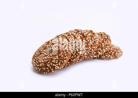 Diversi i fiocchi d'avena i biscotti con semi di sesamo. Close up Foto Stock