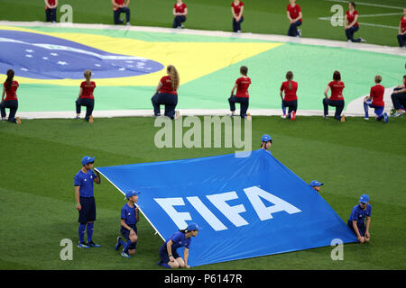 Mosca, Russo. Il 27 giugno, 2018. 27.06.2018. Mosca, Federazione:cerimonia prima della Coppa del Mondo FIFA Russia 2018, Gruppo E, la partita di calcio tra la Serbia VS BRASILE in SPARTAK Stadium di Mosca. Credit: Indipendente Agenzia fotografica/Alamy Live News Foto Stock