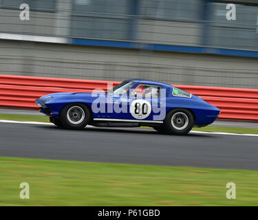 Clive Morley, Stuart Morley, James Morley, Chevrolet Corvette GT e Sports Car Cup, HSCC, Silverstone Trofeo Internazionale di gara storica riunione, Ju Foto Stock