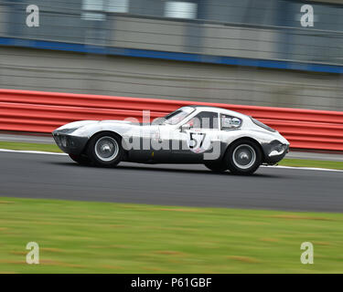 John Emberson, Bill Wykeham, Morgan Plus 4 SLR, GT e Sports Car Cup, HSCC, Silverstone Trofeo Internazionale di gara storica riunione, giugno 2018, auto, Foto Stock