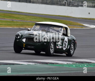 Chris Clarkson, David fucine, Austin Healey 3000, GT e Sports Car Cup, HSCC, Silverstone Trofeo Internazionale di gara storica riunione, giugno 2018, ca Foto Stock