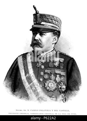 Generale Camilo García de Polavieja y del Castillo (Madrid, 1838-1914), militar cstellano. Grabado de 1892. Foto Stock