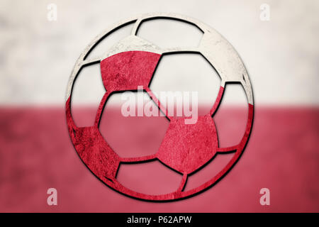 Pallone da calcio nazionale bandiera della Polonia. In Polonia la sfera di calcio. Foto Stock