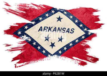 Grunge Arkansas state flag. Arkansas bandiera Pennello. Foto Stock
