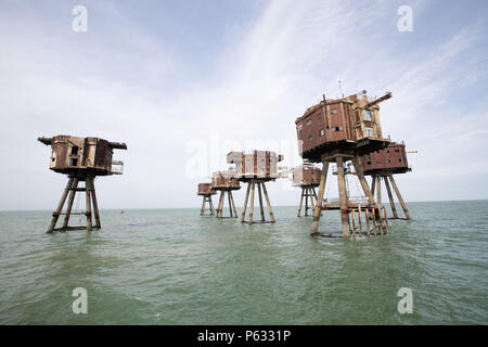 Maunsell Forts - Red Sands fortezze del mare ormai abbandonato Foto Stock