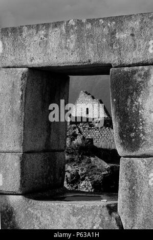 Il tempio principale - Rovine Inca di Machu Picchu, Perù Foto Stock