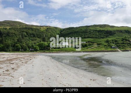 Bella sabbia bianca spiaggia di Calgary sull'Isle of Mull in Scozia, Ebridi Interne Foto Stock