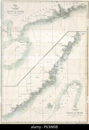 1863 "Cassell la spedizione Atlas' Mappa di Taiwan - Formosa ^ La Hainan Costa della Cina - Geographicus - CoastofChina-dispatch-1863. Foto Stock