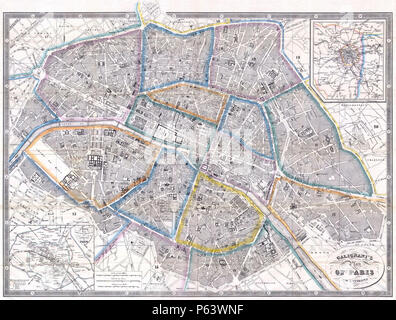 1865 Galignani la pianta di Parigi e dintorni (Francia) - Geographicus - Paris-galignani-1865. Foto Stock