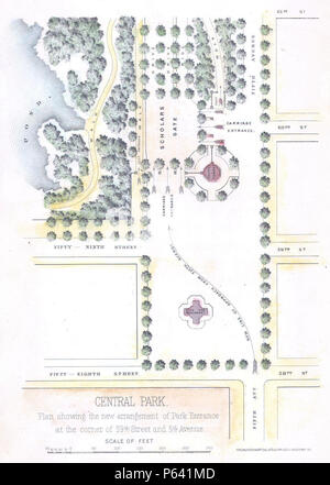 1869 Knapp mappa dell'angolo sud-est di Central Park (Grand Army Plaza New York City - Geographicus - CentralParkSW-centralpark-1869. Foto Stock