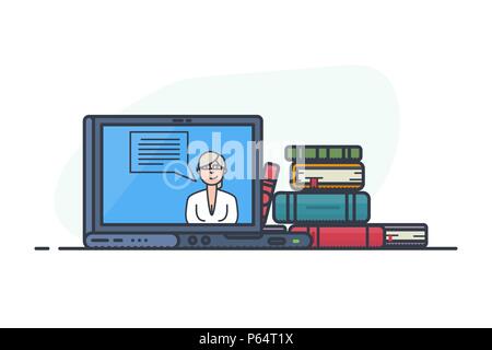 Online il concetto di apprendimento Illustrazione Vettoriale