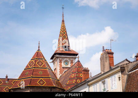 Il tetto della chiesa St Pierre de Louhans Louhans Saône-et-Loire Bourgogne-Franche-Comte Francia Foto Stock