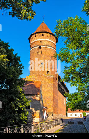 Olsztyn, Warmian-Masurian / Polonia - 2018/06/16: torre di difesa nel castello dei Vescovi Warmian nel quartiere storico di Olsztyn città vecchia Foto Stock