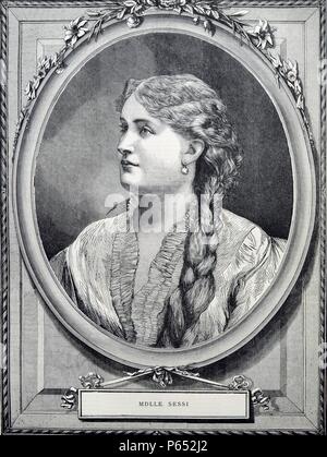 Incisione di Mathilde Sessi il francese opera un cantante attivo durante il XIX secolo. Datata 1870 Foto Stock