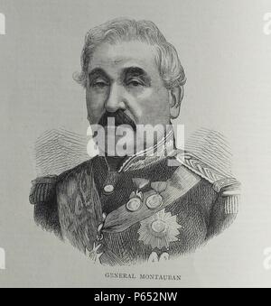 Incisione di Charles Guillaume Marie Appollinaire Antoine Cousin Montauban (1796-1878) un generale francese, statista e 31 il primo ministro di Francia. Datata 1870 Foto Stock