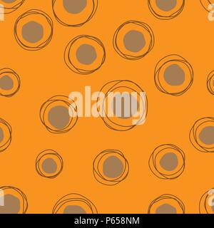 Disegno vettoriale bambino round seamless pattern arancione Illustrazione Vettoriale