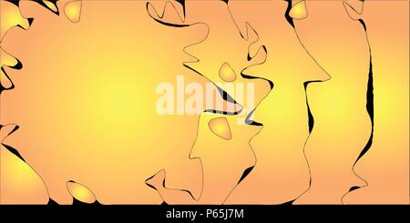 Arancione il vettore gradiente dello sfondo con spaccature ondulata e blob. Illustrazione Vettoriale