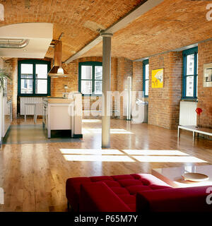 Interno dell appartamento. Chorlton Mill. Manchester, Regno Unito. Foto Stock