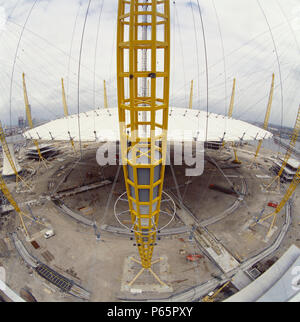 Costruzione del Millennium Dome tetto, Greenwich, London, Regno Unito Foto Stock