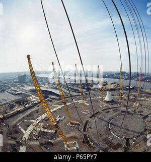 Costruzione del Millennium Dome tetto, Greenwich, London, Regno Unito Foto Stock