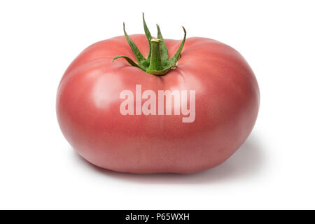 Fresche e mature di manzo rosa il pomodoro isolato su sfondo bianco Foto Stock