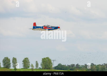 Berlino, Germania - 27 Aprile 2018: Advanced Trainer velivolo PILATUS PC-9. Mostra ILA Berlin Air Show 2018 Foto Stock