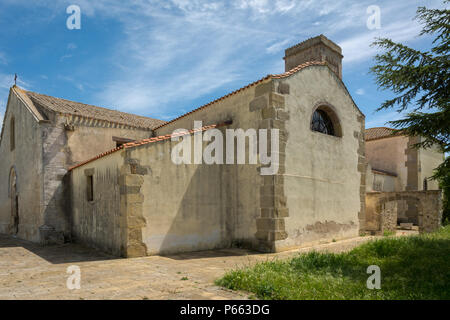 La chiesa dell Immacolata Concezione a Barumini, Sardegna, Italia. La chiesa, risalente al XVI secolo, è costruita in stile tardo-gotico forme. Foto Stock