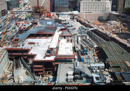 World Trade Center di New York City, STATI UNITI D'AMERICA AGOSTO 2009, Memorial panoramica Foto Stock