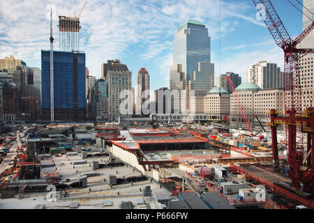 World Trade Center di New York City, USA, settembre 2009, Memorial panoramica Foto Stock