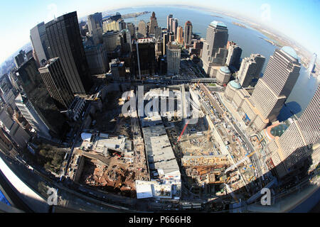 Panoramica di tutto il sito del centro del commercio mondiale, la parte inferiore di Manhattan, New York City, Stati Uniti d'America Foto Stock