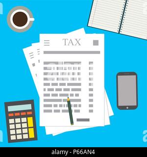 Il calcolo delle imposte, carta e altri oggetti Illustrazione Vettoriale