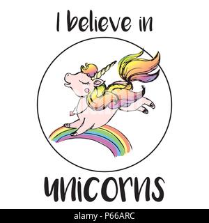 Io credo in unicorns Illustrazione Vettoriale