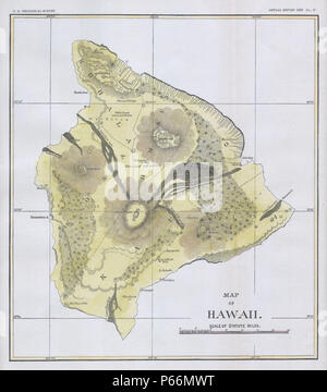 1883 U.S.G.S. Mappa di Isola di Hawaii - Geographicus - HawaiiHawaii2-USGS-1883. Foto Stock