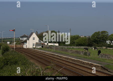 Vista generale di Ty Croes stazione, Anglesey. 2007 Foto Stock