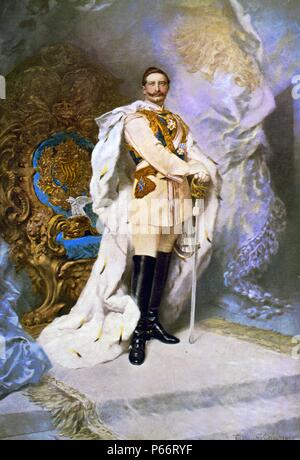 Wilhelm II 1859-1941 , a tutta lunghezza Ritratto di Kaiser Wilhelm II da Ferdinando Keller, 1893. Ferdinando Keller 1842-1922, artista tedesco Foto Stock