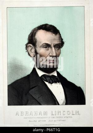 Abraham Lincoln 1809 - 1865, sedicesimo presidente degli Stati Uniti. Litografia pubblicato 1865 Foto Stock