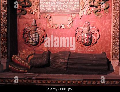 Cattedrale di Bristol in Inghilterra: Tomba di Dame Joan (1603) & Sir John Young da Samuele Baldwin. Foto Stock