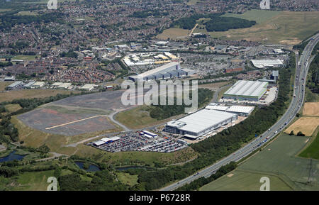 Vista aerea della nuova industria a Glasshoughton, Castleford Foto Stock