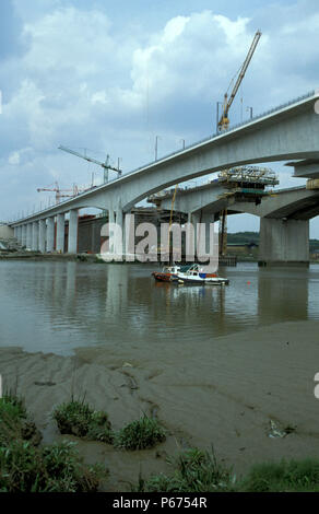 Il nuovo Medway ponte in costruzione sul Channel Tunnel Rail Link (CTRL). 2002 Foto Stock