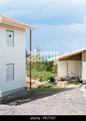 Basso consumo di energia singola famiglia casa in costruzione Foto Stock
