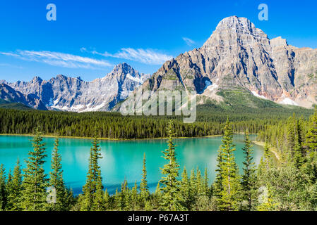 Montare Chephren, inferiore Waterfowl Lake, il Parco Nazionale di Banff, Alberta, Canada Foto Stock