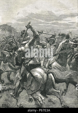 Richard III combattimenti nella battaglia di Bosworth Field, 22 agosto 1485 Foto Stock