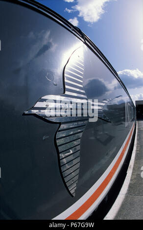 InterCity livrea dettagli quali il swallow logo su una classe 43 power car Foto Stock