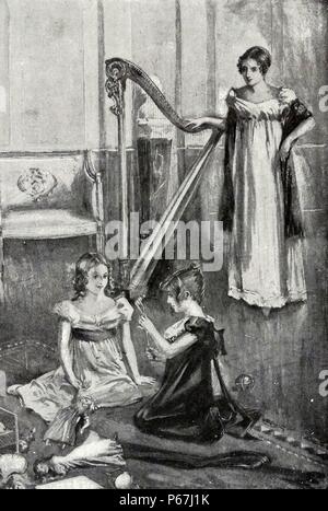 Princess (successiva) Queen Victoria; giocando con un bambino ; guardato da Victoria's madre la Duchessa di Kent Foto Stock