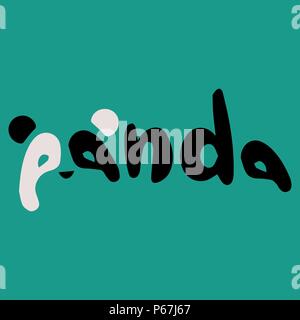 Panda bellissimo testo. Illustrazione Vettoriale. Bianco e nero iscrizione su uno sfondo color turchese. Illustrazione Vettoriale